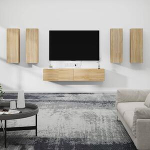Dyllis Wooden Living Room Furniture Set In Sonoma Oak