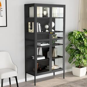 Rabia Steel Display Cabinet With 2 Glass Doors In Anthracite