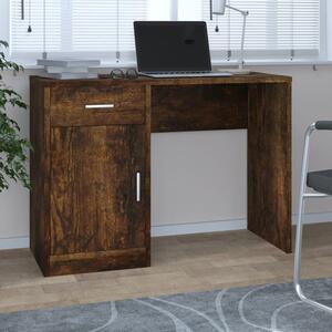 Beloit Wooden Laptop Desk With 1 Door 1 Drawer In Smoked Oak