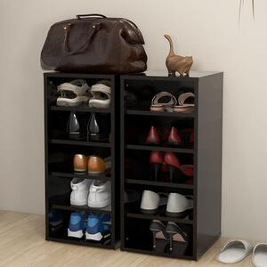 Antioch Set Of 2 Wooden Shoe Storage Rack In Black