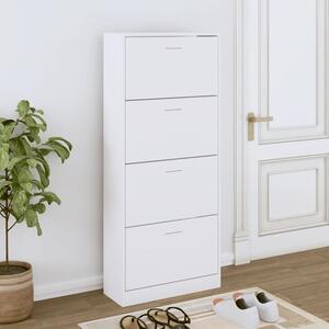 Oban Wooden Shoe Storage Cabinet With 4 Flaps In White