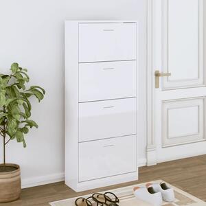 Oban High Gloss Shoe Storage Cabinet With 4 Flaps In White