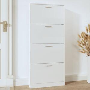Axton High Gloss Shoe Storage Cabinet With 4 Flaps In White