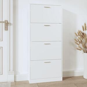 Axton Wooden Shoe Storage Cabinet With 4 Flaps In White