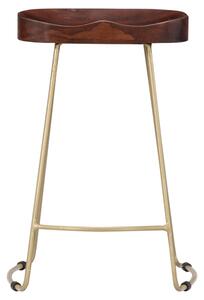 Henley 62cm Wooden Bar Stools With Brass Legs In Walnut
