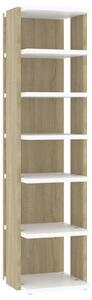 Shoe Cabinet White&Sonoma Oak 25x27x102 cm Engineered Wood