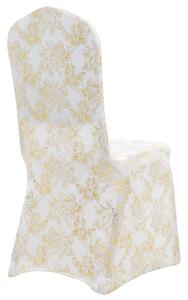 6 pcs Chair Covers Stretch White with Golden Print