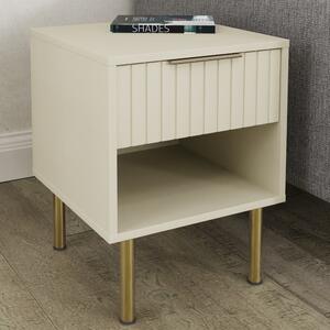 Natick Wooden Lamp Table With 1 Drawer In Ivory
