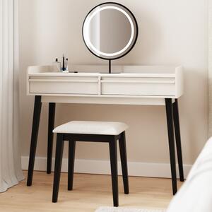 Pearland Wooden Dressing Table Set In White And Black