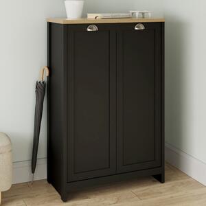 Loftus Wooden Sheo Storage Cabinet With 2 Doors In Black And Oak
