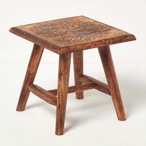 Homescapes 25cm Tall Small Wooden Stool