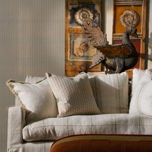 Monte Almond, Sustainable Feather, Cushion, 55cm x 55cm - Andrew Martin Sophie Paterson Linen Blend Geometric