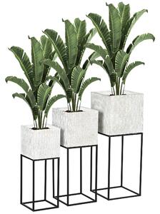 HOMCOM Metal Plant Stand Set of 3 with Legs, Decorative Square Planters with Stands Flower Pot Holders for Living Room, Bedroom