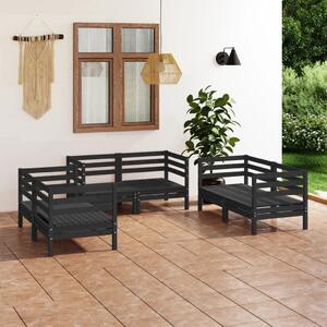 6 Piece Garden Lounge Set Black Solid Pinewood