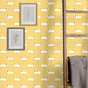 Bertie Sausage Dog Ochre Wallpaper
