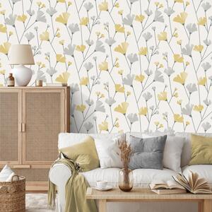 Scandi Floral Mustard Wallpaper