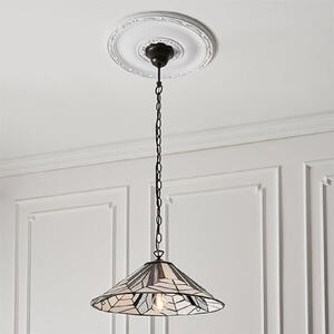 Altoona Tiffany Glass Pendant Ceiling Light In Satin Black