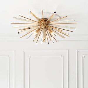 Allston Prism Glass Flush Ceiling Light In Antique Brass