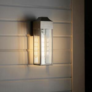 Aberdeen Clear Glass Outdoor Wall Light In Brushed Silver