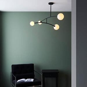 Butte 3 Lights White Glass Shade Pendant Light In Matt Black