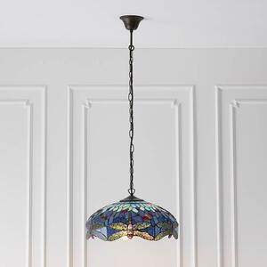 Dearborn 3 Light Glass Small Pendant Ceiling Light In Blue Black