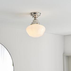 Crowley Opal Glass Semi-Flush Ceiling Light In Bright Nickel