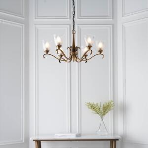 Cua Frosted Glass 6 Lights Pendant Ceiling Light In Antique Brass