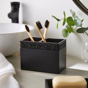 Sparkle Black Square Double Toothbrush Holder