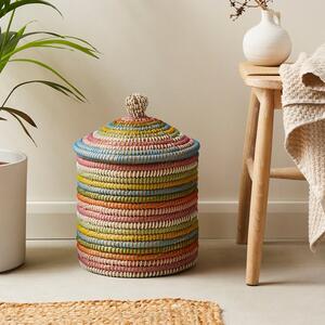 Rainbow Seagrass Storage Basket with Lid