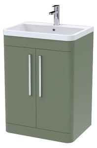 Parade Floor Standing 2 Door Vanity Unit with Polymarble Basin Satin Green