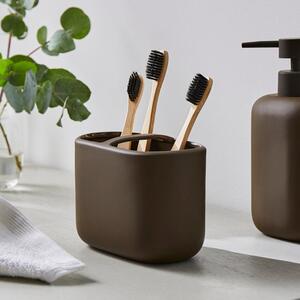 Chocolate Ceramic Double Toothbrush Holder