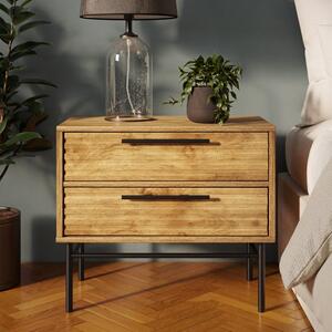 Bryant Wide 2 Drawer Bedside Table, Mango Wood Effect