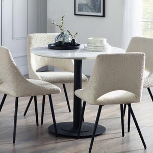 Luca 4 Seater Round Dining Table, Marble Off-White