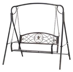 Outsunny Garden 2-Seater Metal Swing Chair Bench Modern Style Outdoor Sling Seat, Black