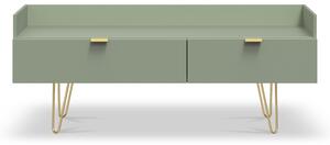 Moreno Olive Green Wooden Media Console Unit with Gold Hairpin Legs | Roseland Furniture