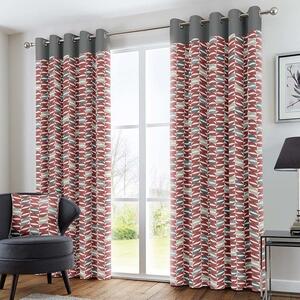 Copeland Ready Made Eyelet Lined Curtains Red