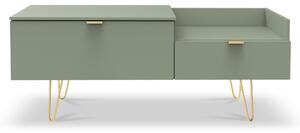 Moreno Olive Green Wooden TV Console Unit with Gold Hairpin Legs | Roseland Furniture