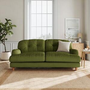 Return - Martha Matte Plush Velvet 3 Seater Sofa, Olive