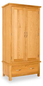 Newlyn Oak Double Wardrobe with Drawer Storage | Light Oak