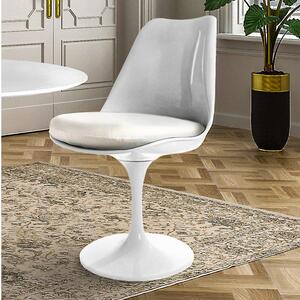 Fusion Living White Tulip Dining Chair with PU Cushion