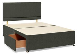 Return - Universal Chenille Divan Base, Double Charcoal with 2 Drawers