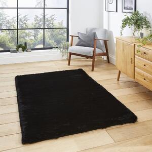 Super Teddy Plain Shaggy Rug Black