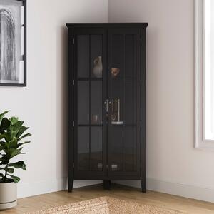 Lynton Glazed Glass Corner Cabinet Black