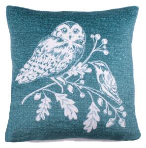 Lodge Woodland Owls Cushion Teal (Green)