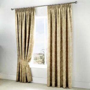 Woven Jasmine Lined Champagne Pencil Pleat Curtains with Tie Backs Champagne