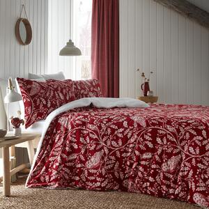 Dreams and Drapes Lodge Woodland Owls Red Duvet Cover and Pillowcase Set Red