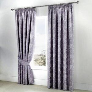 Woven Jasmine Lined Lavender Pencil Pleat Curtains with Tie Backs Lavender
