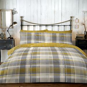 Dreams and Drapes Lodge Connolly Check Ochre Duvet Cover and Pillowcase Set Ochre