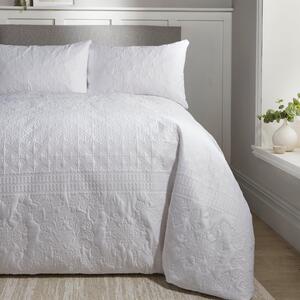 Serene Avery Stripe White Duvet Cover and Pillowcase Set White