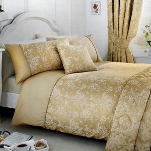 Dreams and Drapes Woven Jasmine Champagne Duvet Cover and Pillowcase Set Champagne